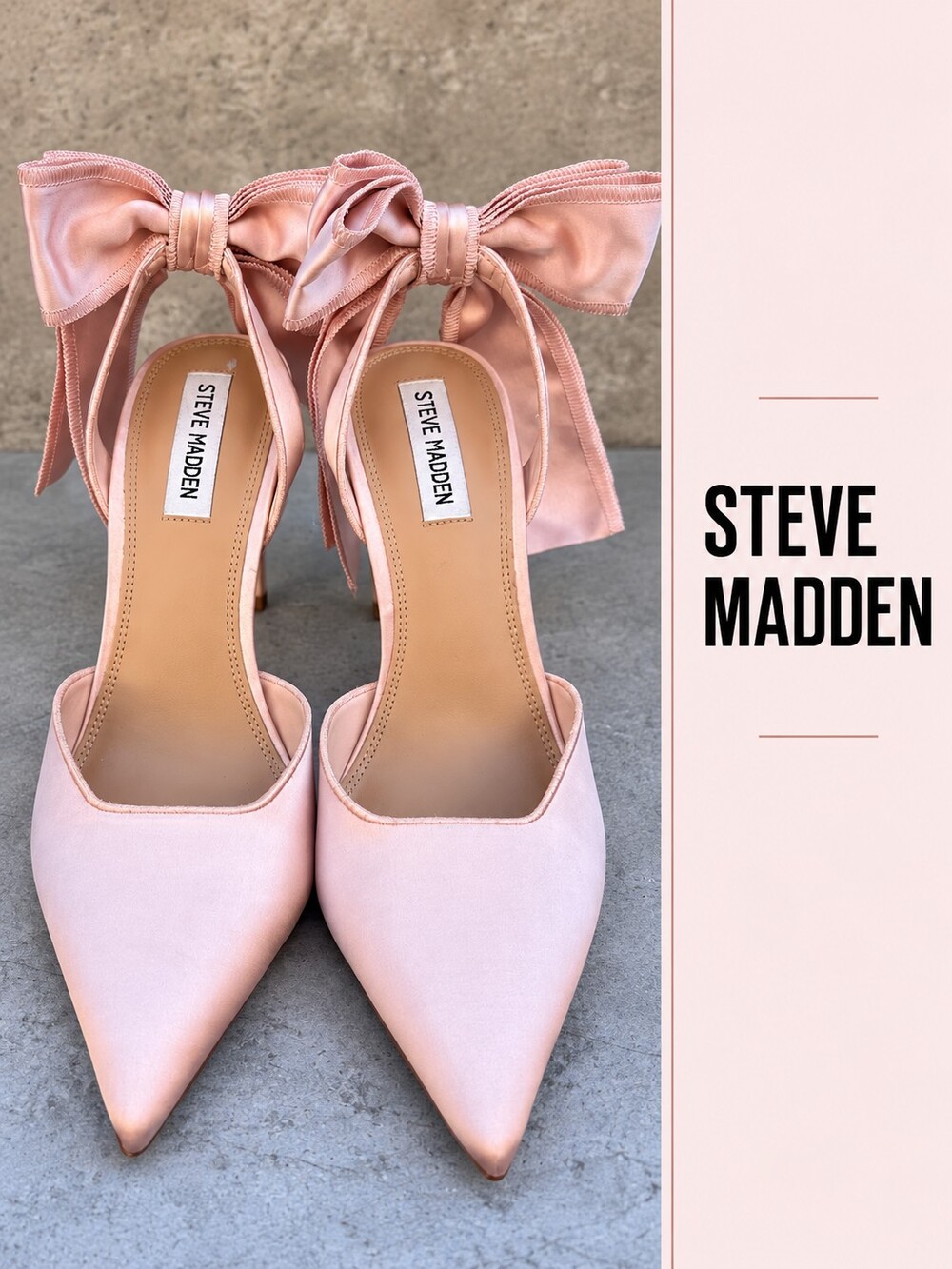 Steve Madden Belindah Blush Pink Satin Bow d’Orsay Pumps Heels Size 9M